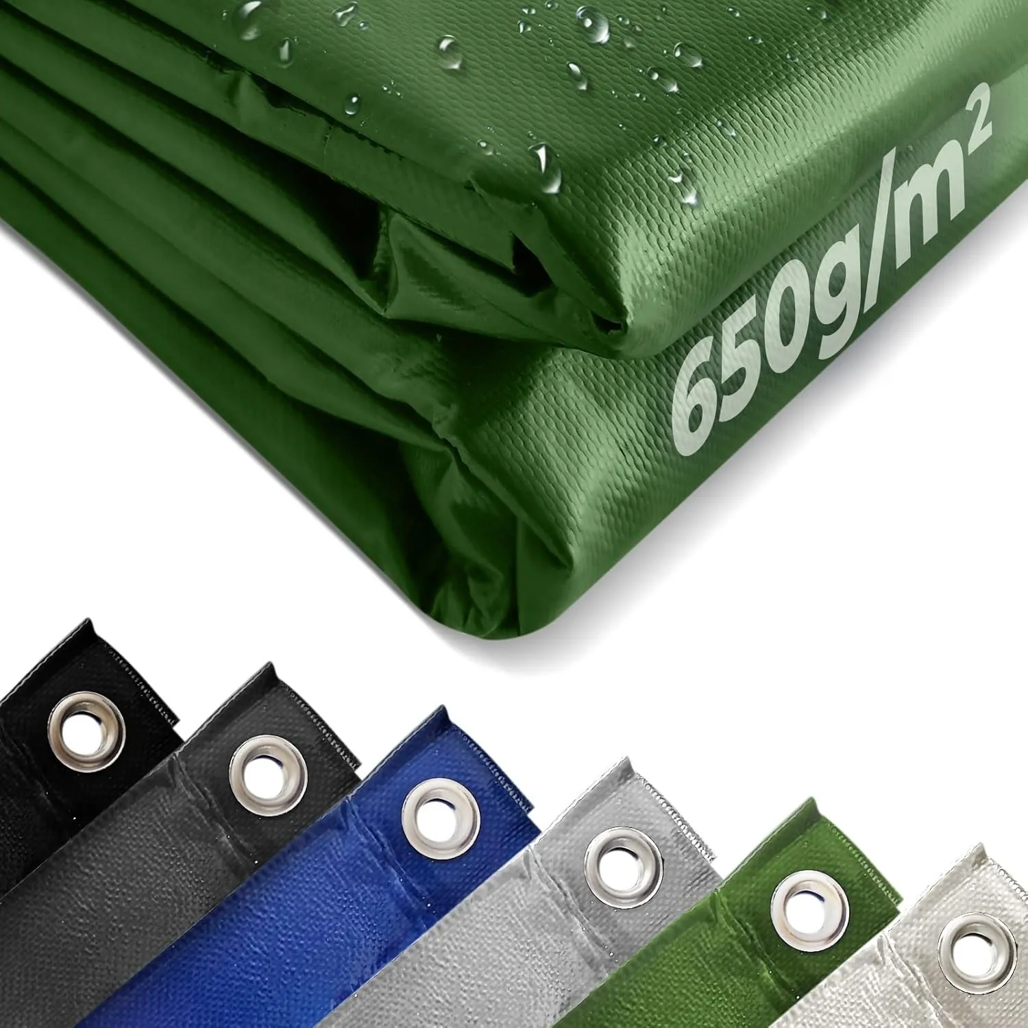 Jago® Abdeckplane - 650 g/m², Wasserdicht & Reißfest, Aluminiumösen, Grün, 2 x 3, Beidseitig Beschichtet - Schutzplane,…