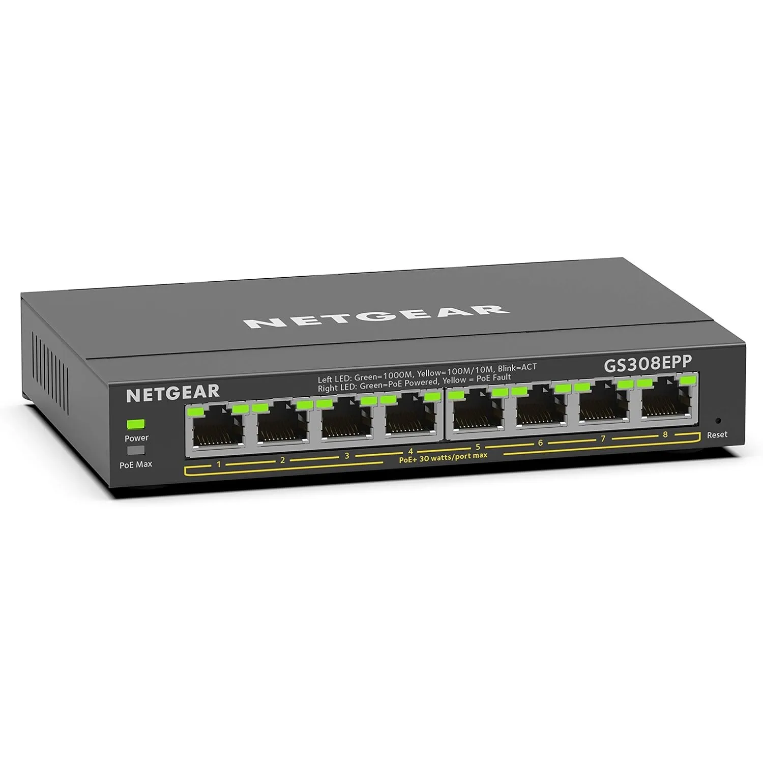 NETGEAR GS308EPP PoE Switch 8 Port Gigabit Ethernet LAN Switch PoE+ 123W Plus (Managed Netzwerk Switch PoE mit IGMP Sno…