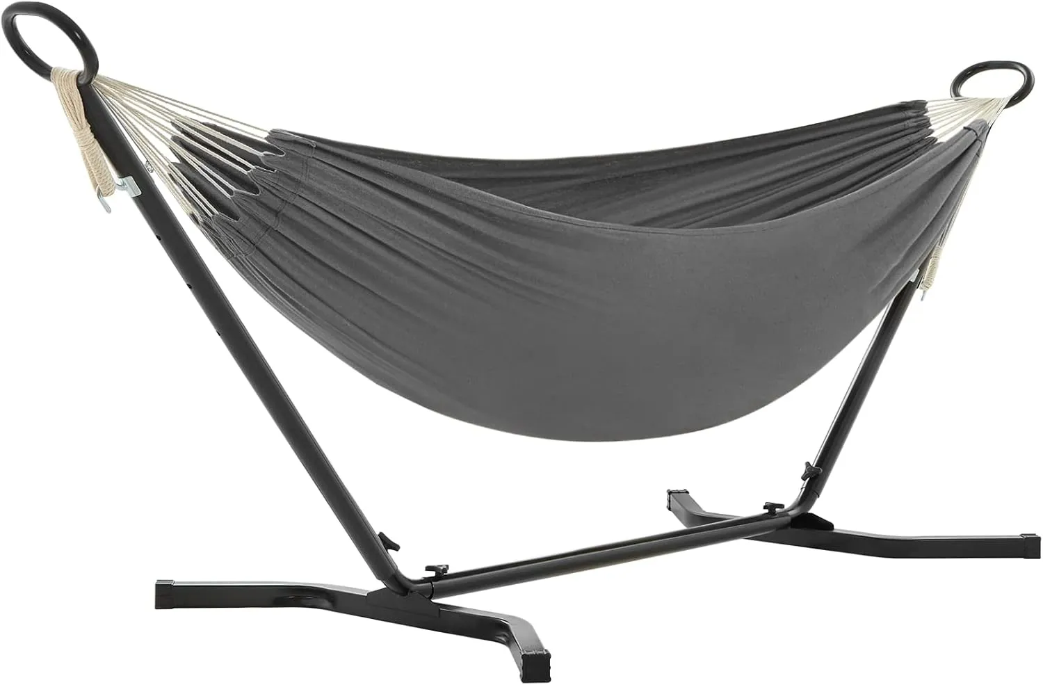 SONGMICS Hängematte, 210 x 150 cm, auf 5 Verschiedene Höhen verstellbar, Gestell aus Metall, bis 240 kg belastbar, für …