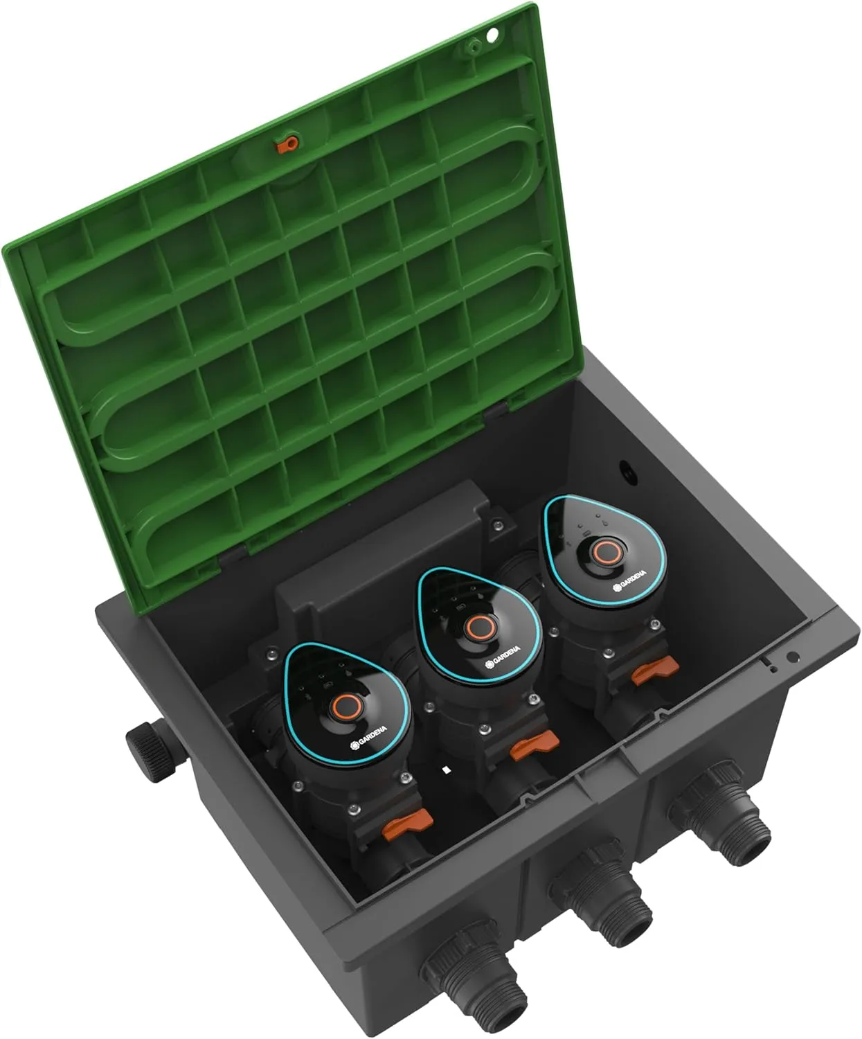 Gardena Ventilbox 9 V Bluetooth-Set: Bodeneinbaudose für den unterirdischen Einbau von batteriebetriebenen Bewässerungs…