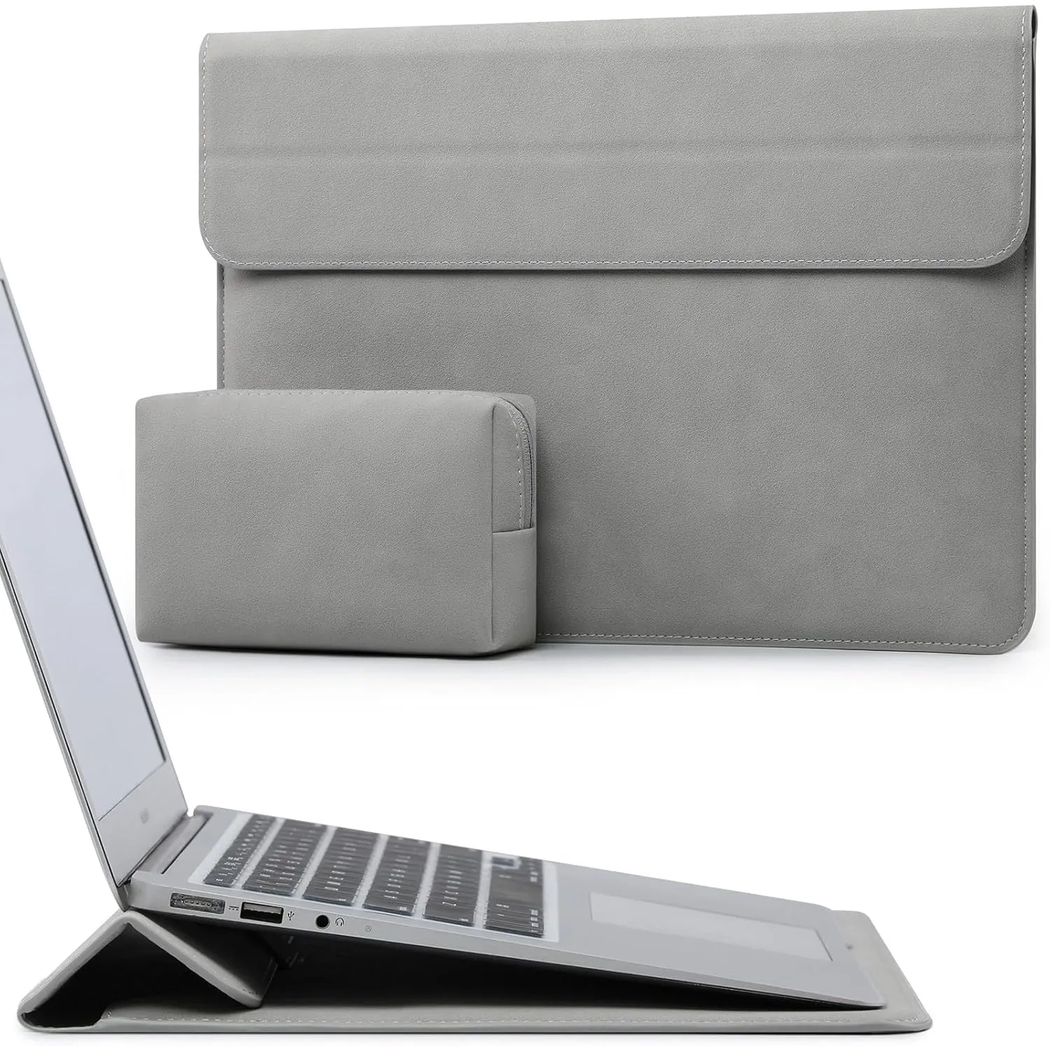 HYZUO 15-16 Zoll Laptoptasche Hülle mit Ständer, Hellgrau | für MacBook Pro 16 M5-M1 Pro/Max A3428 A3429 2026-2019, XPS…
