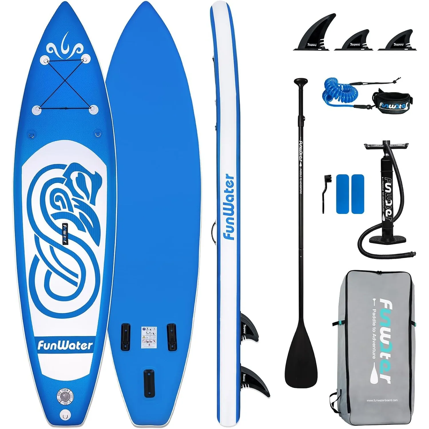 FunWater Aufblasbares Stand Up Paddle Board 10'–11'SUP Set mit Paddel & Pumpe, rutschfestes Eva-Deck,2 Person/Familie l…