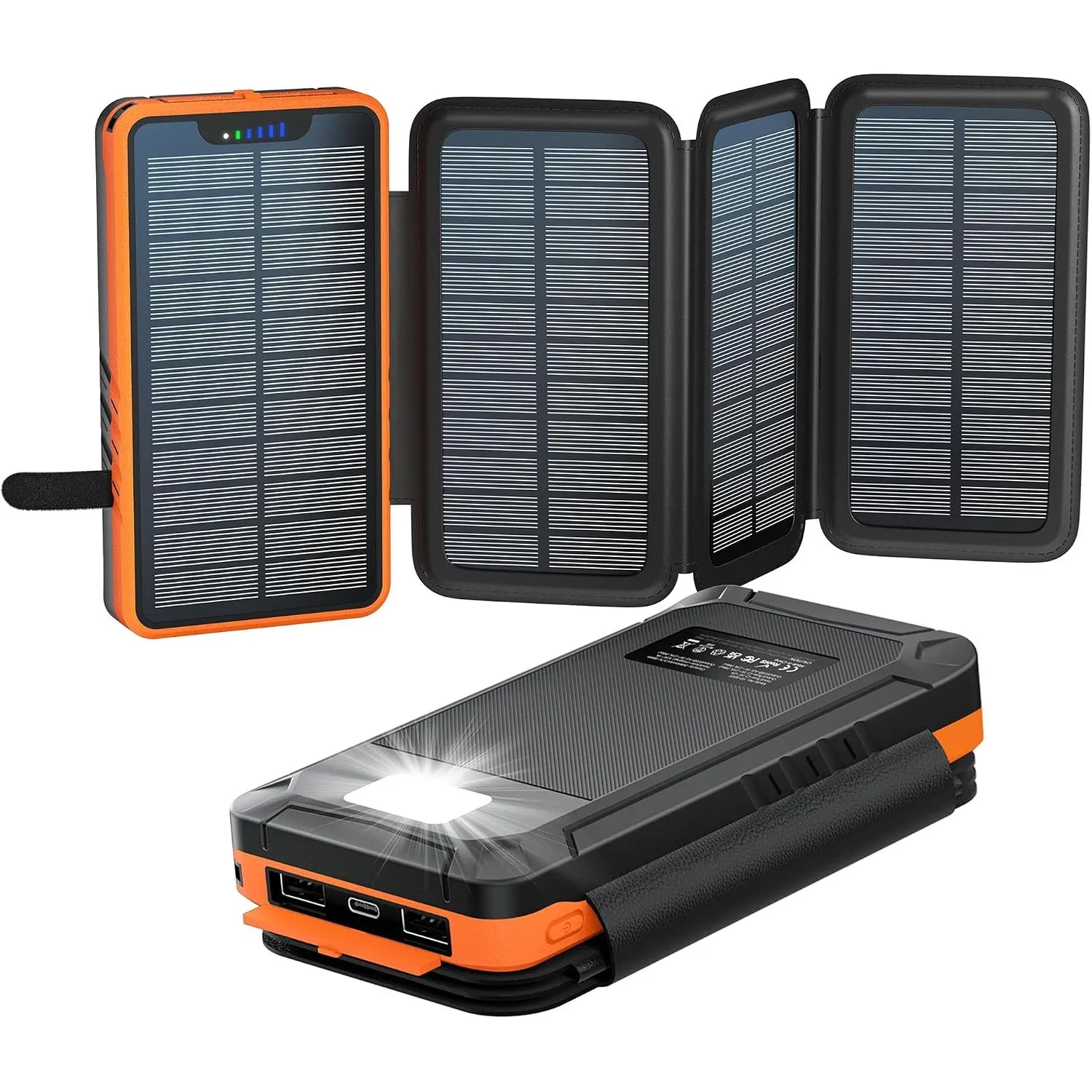 elzle Solar Powerbank 26800mAh, 4 Solarpanel, Outdoor Camping