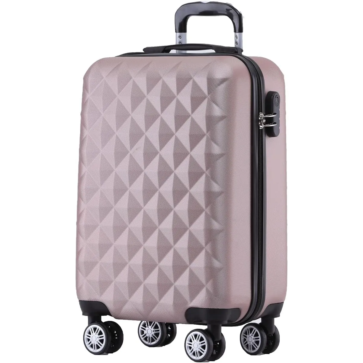 BEIBYE Zwillingsrollen 2066 Hartschale Trolley Koffer Reisekoffer Gepäck M-L-XL-Set (Rosa Gold, M)