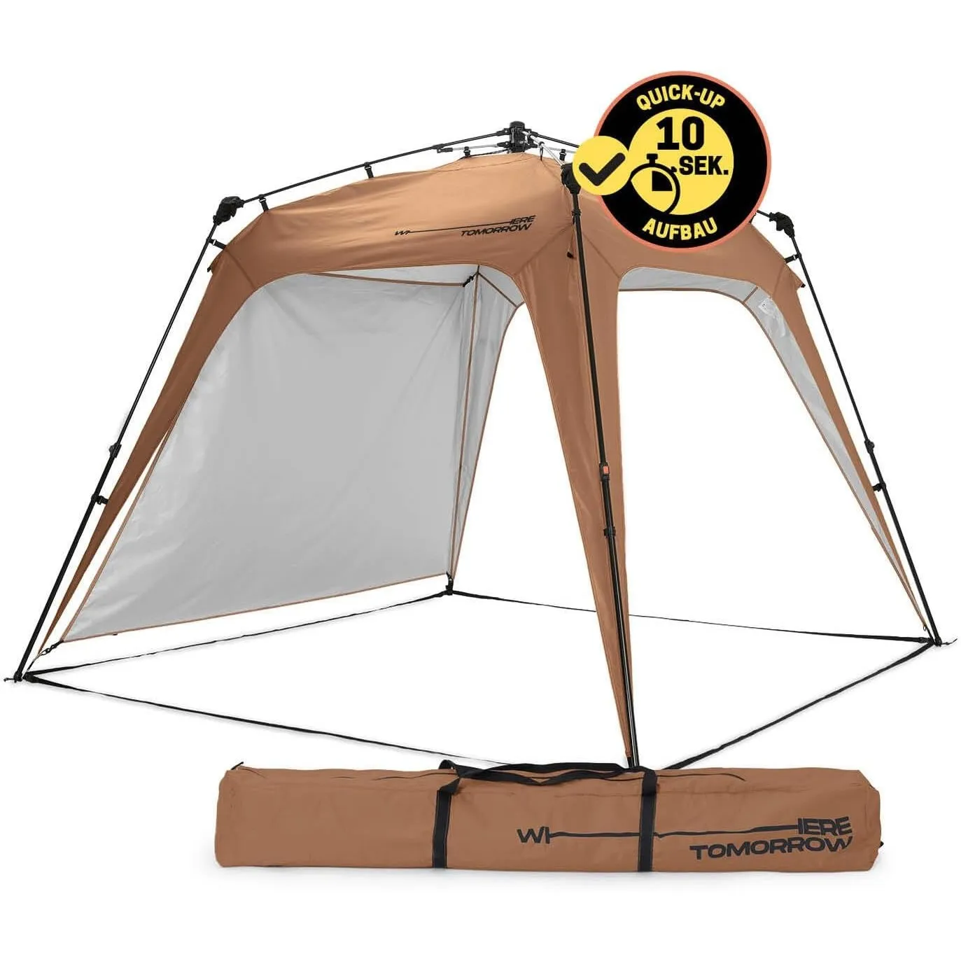 Lumaland Outdoor Pavillon 2,5 x 2,5m | Wasserdicht & UV-Schutz | Gartenzelt inkl. 1x Seitenteil & Tasche & Heringe | Ro…