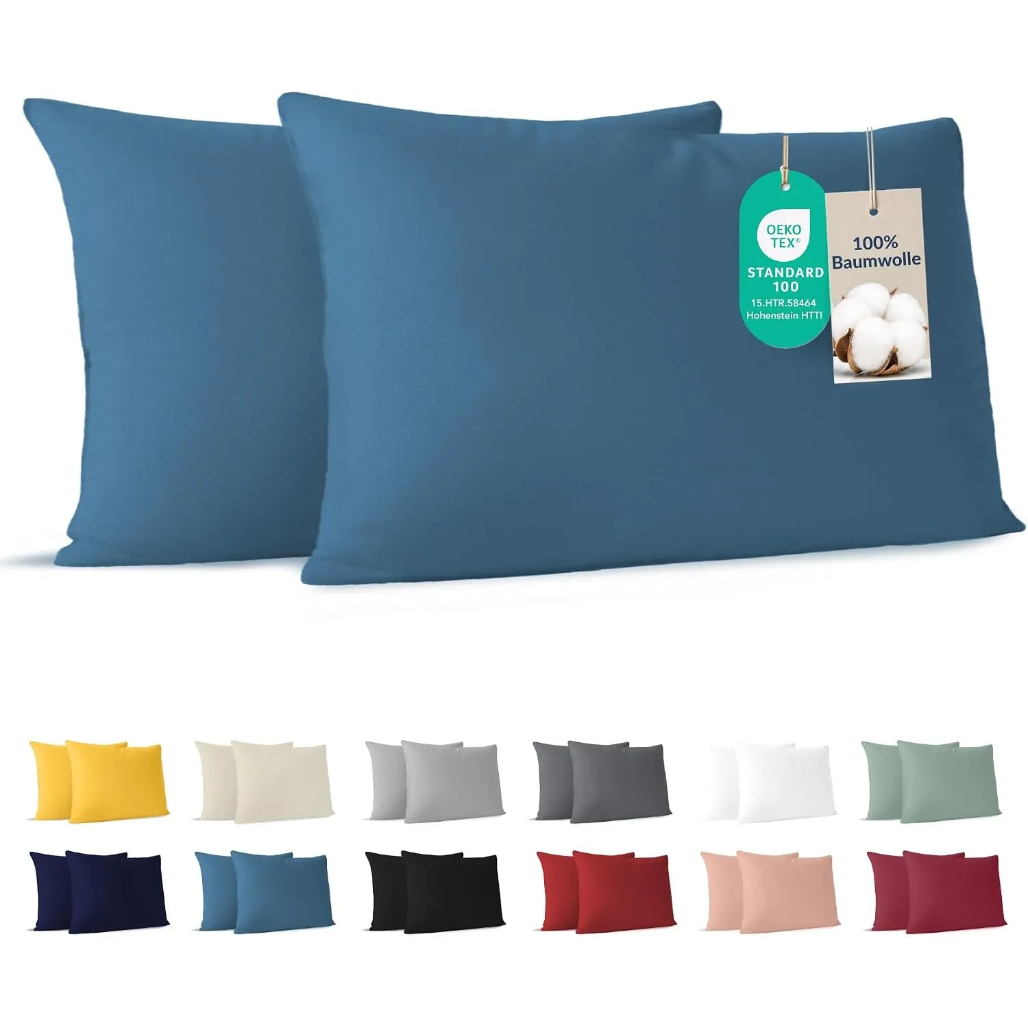 Dreamzie - Kissenbezug 40x60cm - 2er Set - 100% Baumwolle - Blau