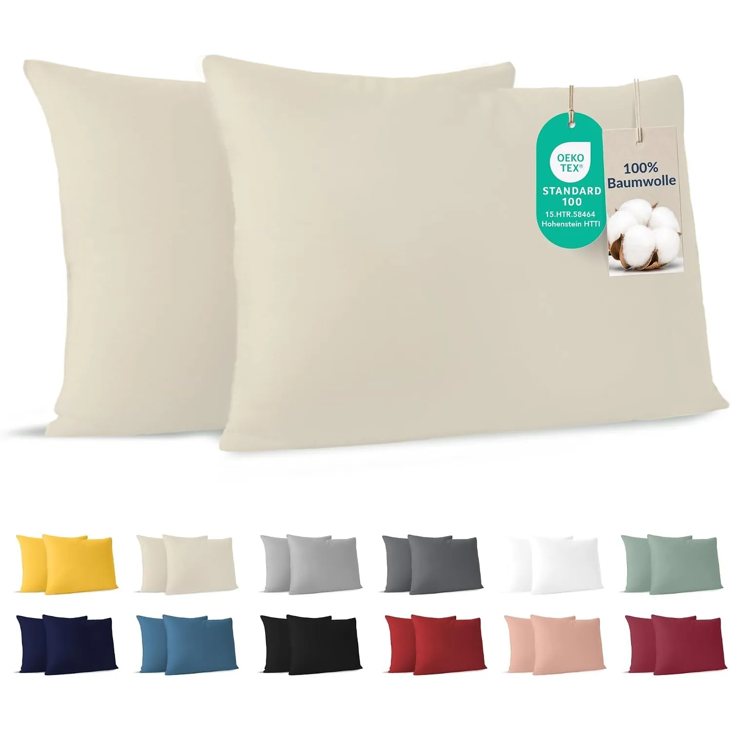 Dreamzie - Kissenbezug 50x70cm - 2er Set - 100% Baumwolle - Beige
