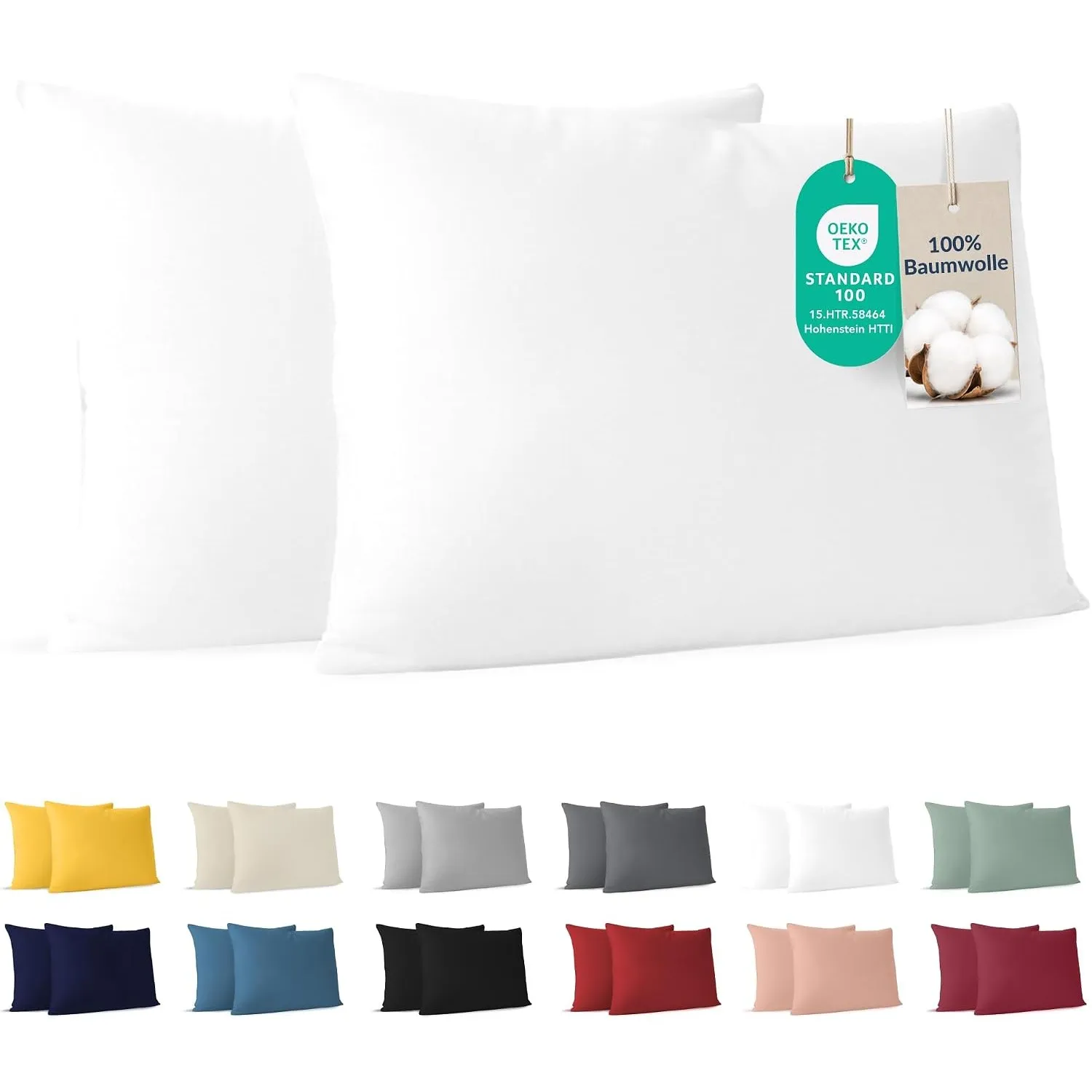 Dreamzie - Kissenbezug 50x70cm - 2er Set - 100% Baumwolle - Weiß