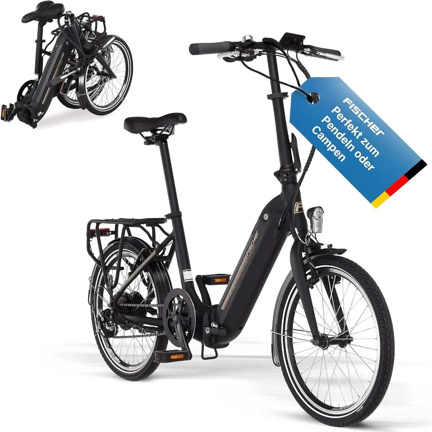 Fischer E-Bike Klapprad Agilo 2.0 Elektrofahrrad für Damen und Herren, RH 36 cm, Hinterrradmotor 25 Nm, 36 V Akku im Ra…