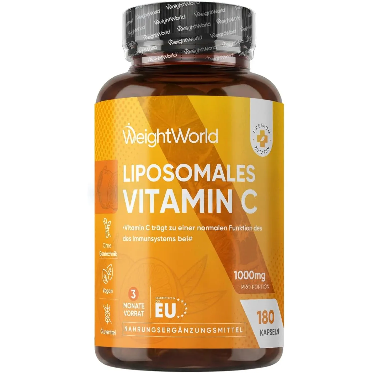 Liposomal Vitamin C - 1000 mg Vit C, 100,2 mg Sonnenblumenphospholipide & 30 mg Hagebutte - 180 vegane Kapseln - Vitami…