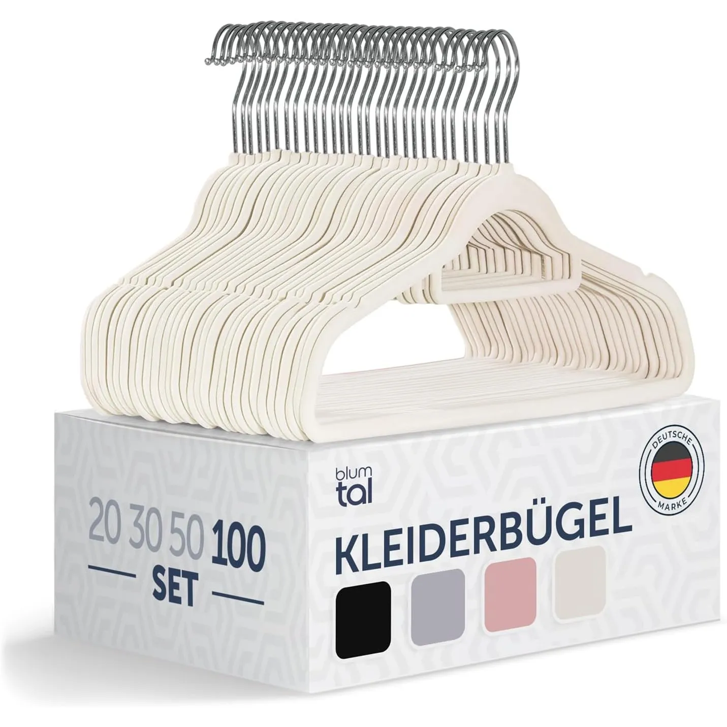 Blumtal Kleiderbügel 100 Stück ohne Clips - Kleiderbügel Samt 360° drehbar und belastbar - Ultra platzsparend und rutsc…