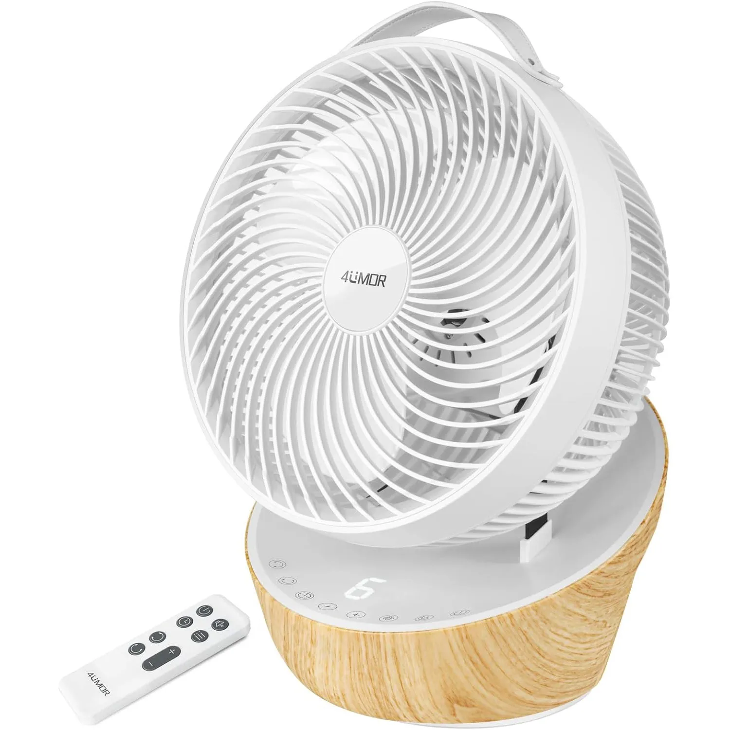 4UMOR Ventilator leise 20dB 7,6m/s Turbo 21W DC Motor 12 Geschwindigkeiten Tischventilator sehr Leise 3D Luftzirkulatio…