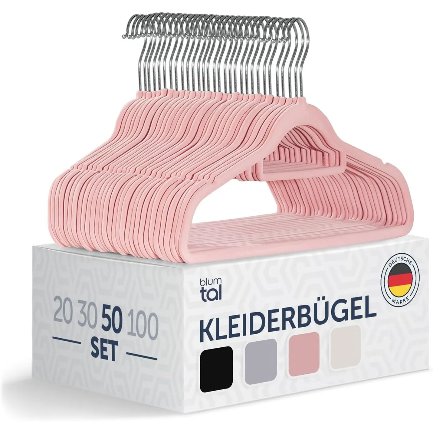 Blumtal Kleiderbügel 50 Stück ohne Clips - Kleiderbügel Samt 360° drehbar und belastbar - Ultra platzsparend und rutsch…
