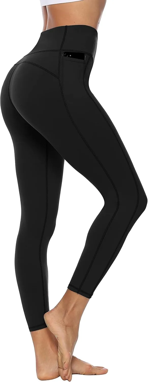 Persit Damen Sport Leggins mit Taschen, Blickdicht Sporthose Yogahose Streetwear