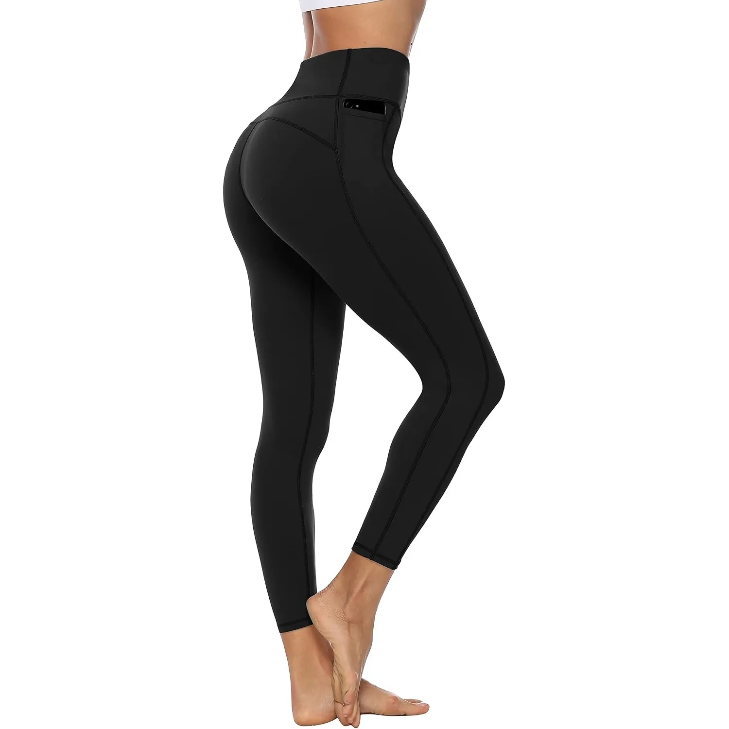Persit Damen Sport Leggins mit Taschen, Blickdicht Sporthose Yogahose Streetwear
