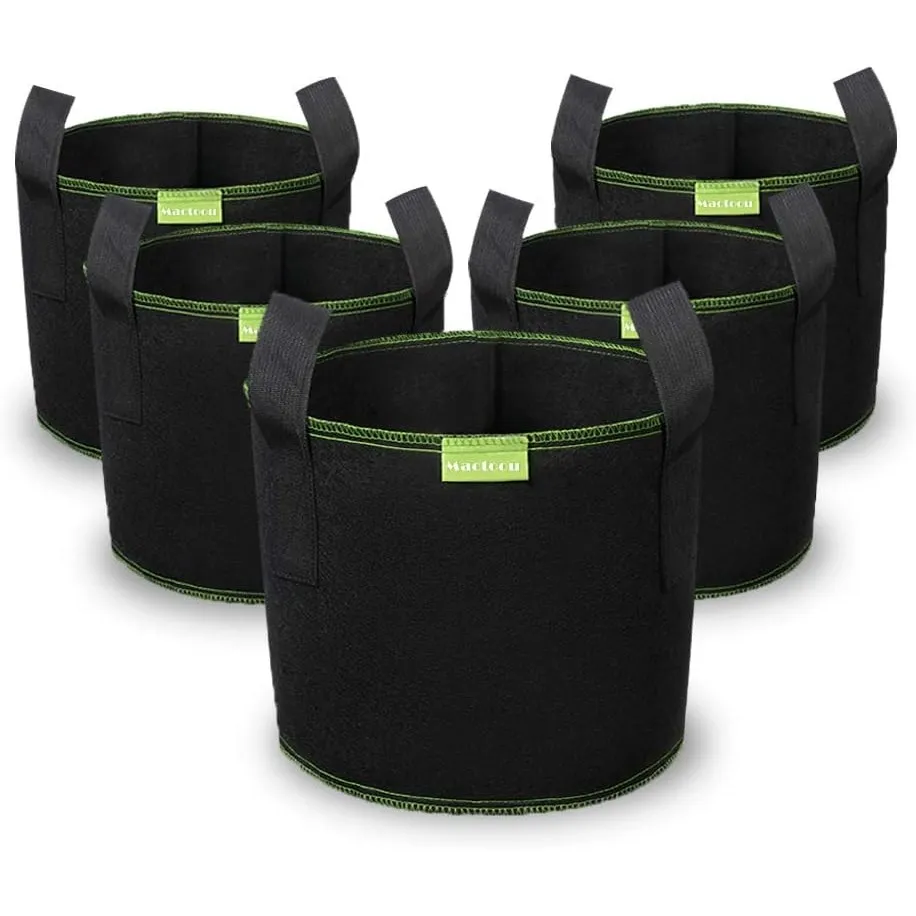 Mactoou Pflanzen Tasche Grow Tasche Pflanzbeutel mit Griffe, 5X 40L AtmungsaktivBeutel Pflanzsack für Tomaten, Gemüse, …