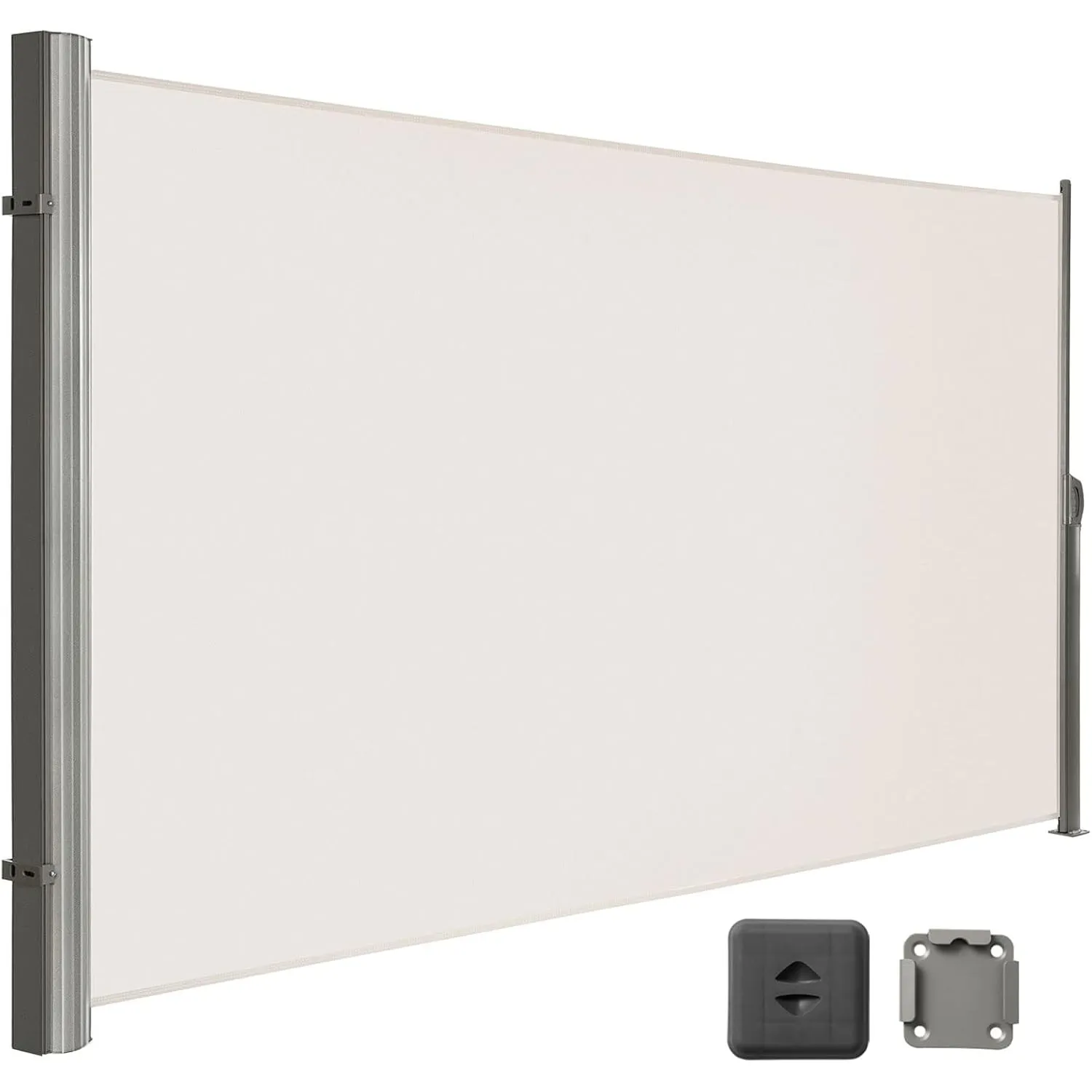 LARMNEE Alu-Seitenmarkise, ausziehbar, 190 x 450 cm, Sichtschutz, Sonnenschutz, Blickdicht, Seitenrollo, für Balkon, Te…