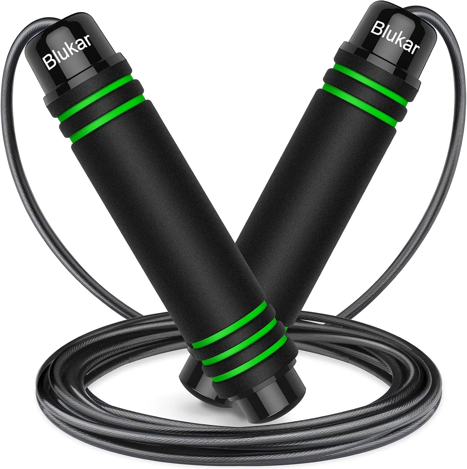 Blukar Skipping Rope with Skin-Friendly Foam Handles, Speed Rope, Adjustable Length, Non-Slip and Ideal for Fitness and…
