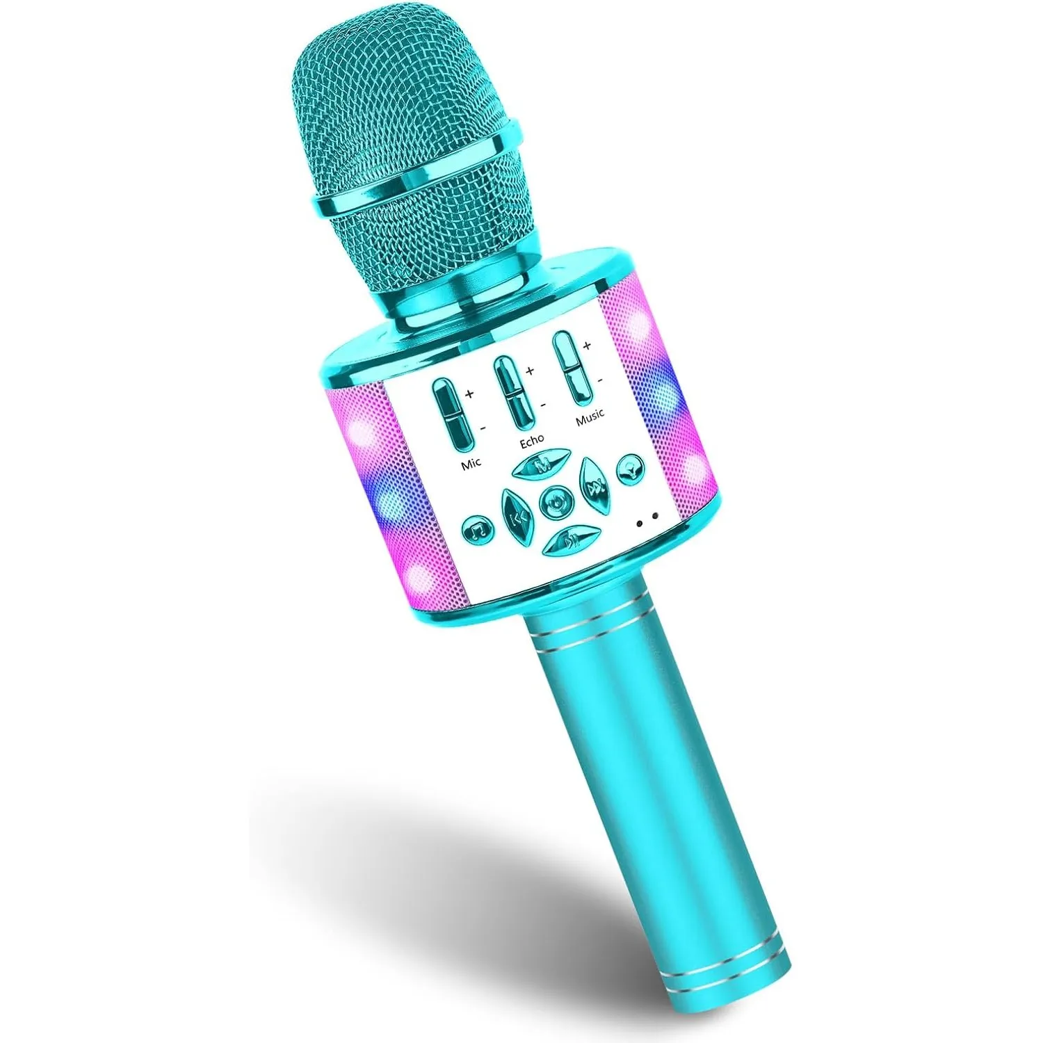 BONAOK Kabelloses Bluetooth-Mikrofon, Kindermikrofon mit LED-Lichtern, Mini-Karaoke-Maschine für Party/Zuhause/Geburtst…