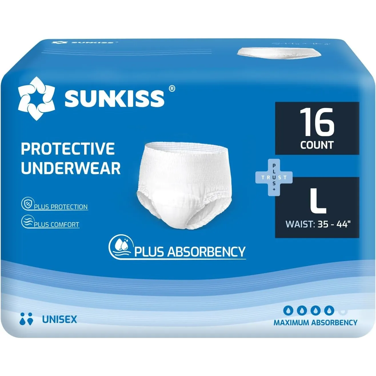 SUNKISS TrustPlus Inkontinenz Pants für Erwachsene, Größe L, 16 Stück