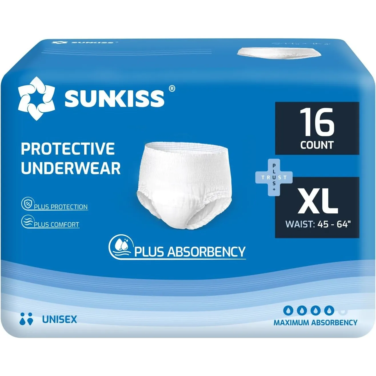 SUNKISS TrustPlus Inkontinenz Pants für Erwachsene, Größe XL, 16 Stück