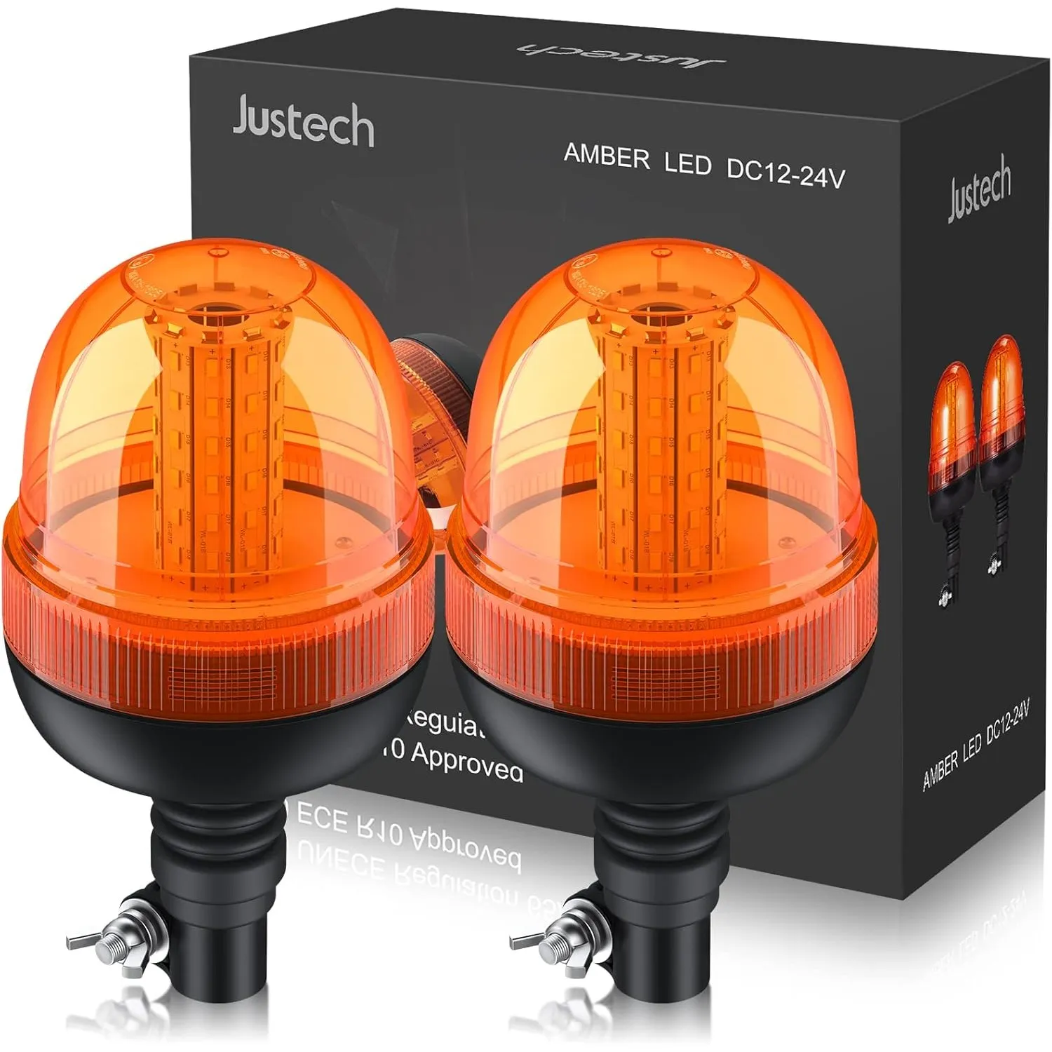 Rundumleuchte 60LED Warnleuchten Justech 2x Rundumkennleuchte LED Amber 12V/24V Blinkleuchte Staubdicht mit 3 Beleuchtu…