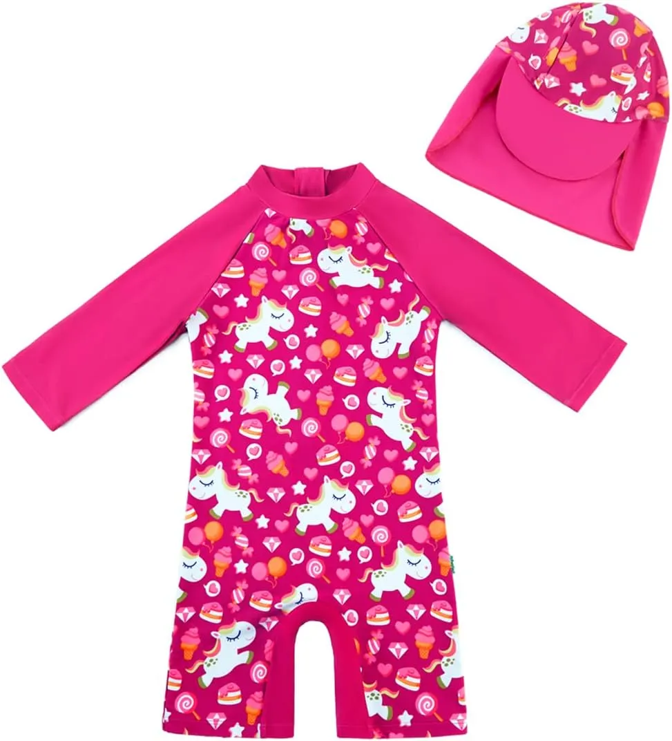 upandfast Baby Swim Costume with Sun Hat, UPF 50+ Swimwear for Baby