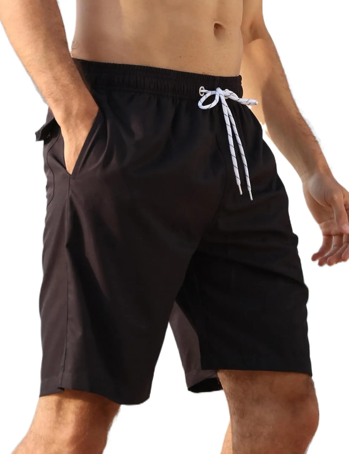 APTRO Men's Swimming Trunks, Long Swimming Shorts, Quick-Drying Board Shorts, Leisure Shorts with Inner Briefs