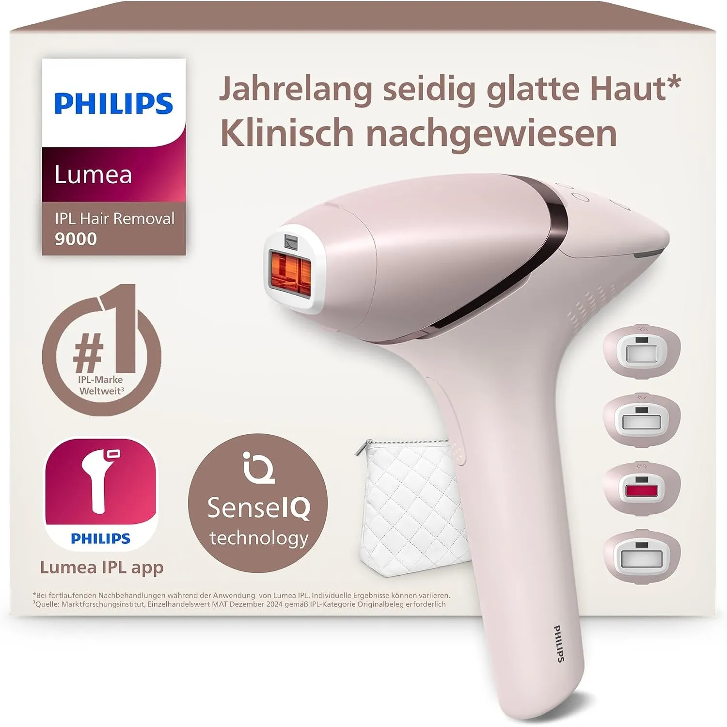 Philips Lumea IPL 9000 Series - IPL Geräte Haarentfernung für bis zu 2 Jahre seidig-glatte Haut¹ mit 4 Aufsätzen für Kö…