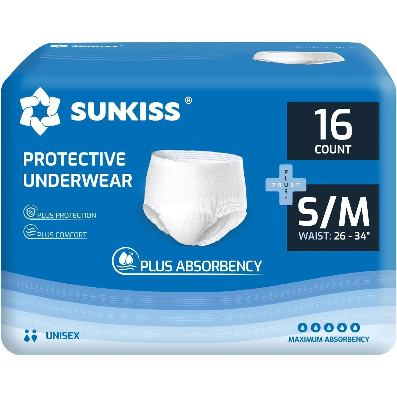 SUNKISS TrustPlus Inkontinenz Pants für Erwachsene, Größe S/M, 64 Stück