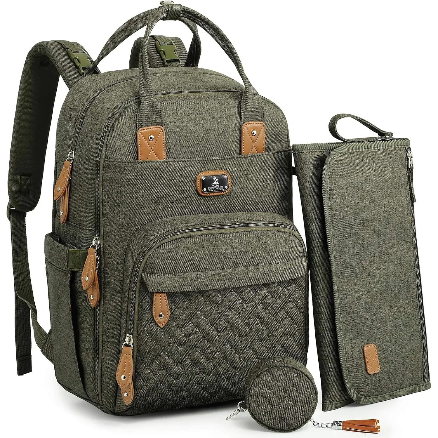 Dikaslon Wickeltasche Rucksack Großer Wickelrucksack mit Multifunktions-Babytaschen und mobiler Wickelauflage - Schnull…
