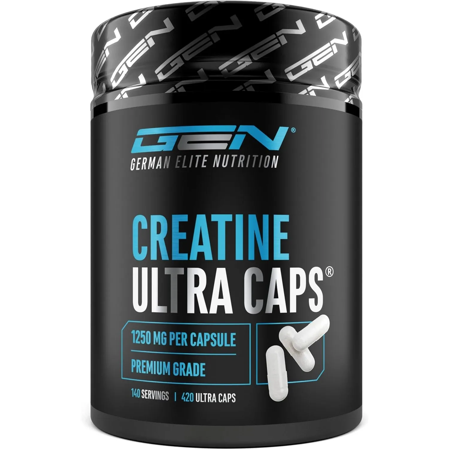 GEN GERMAN ELITE NUTRITION Creatine Ultra Caps® - 420 Kapseln | 1250 mg Creatin-Monohydrat je Kapsel, Premium: Ultrafei…