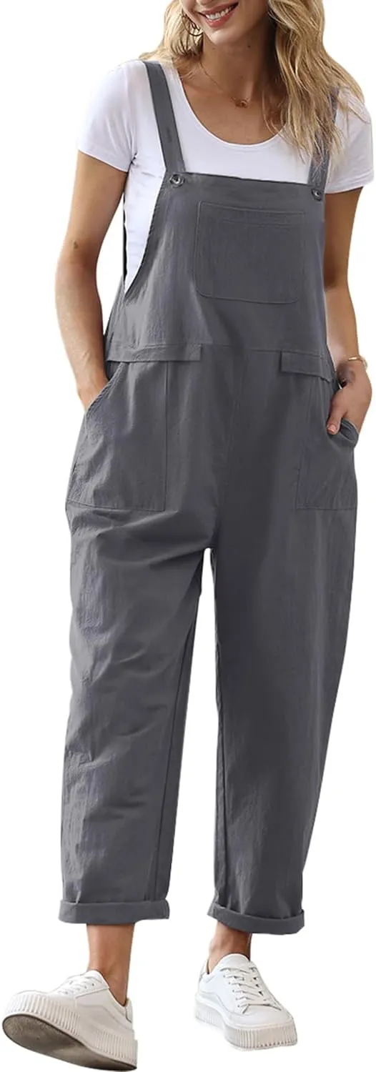 YESNO PV9DE Women's Summer Oversize Bib Trousers, Casual Loose Bib Overalls, Baggy Jumpsuit Romper, Summer Trousers wit…