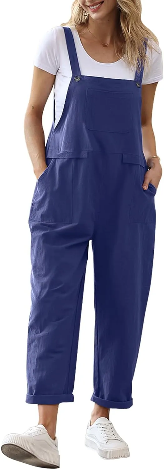 YESNO Damen Latzhose Sommer Oversize Trägerhose Beiläufig Loose Bib Pants Overall Baggy Jumpsuit Strampler Sommerhose m…