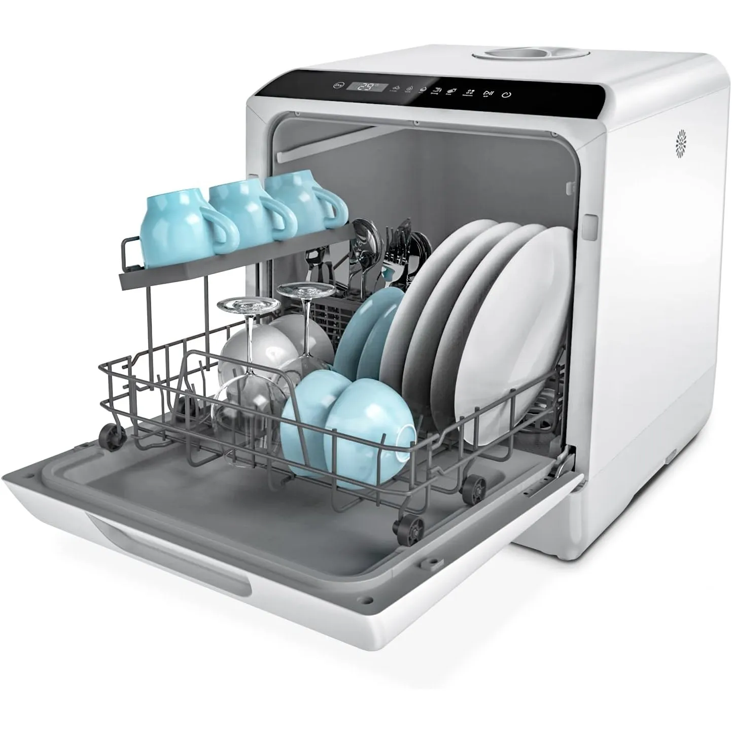 Hermitlux Mini Geschirrspüler 6 Programmen, 4 Gedecke, Warmlufttrocknung