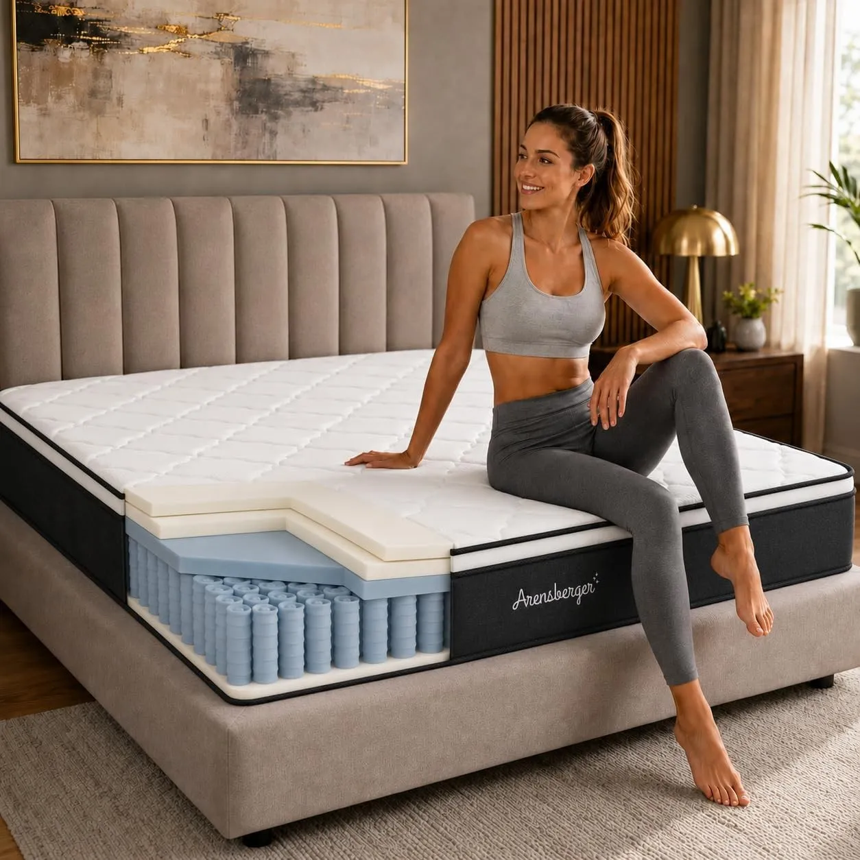 Arensberger Emilia Matratze 90x200 cm | Federkernmatratze mit Gel-Schaum und integriertem Topper | ergonomische Höhe 23…
