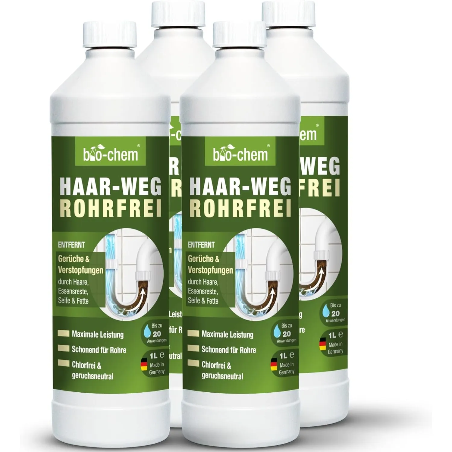 bio-chem Haar-Weg Abflussreiniger extra stark 4x 1L