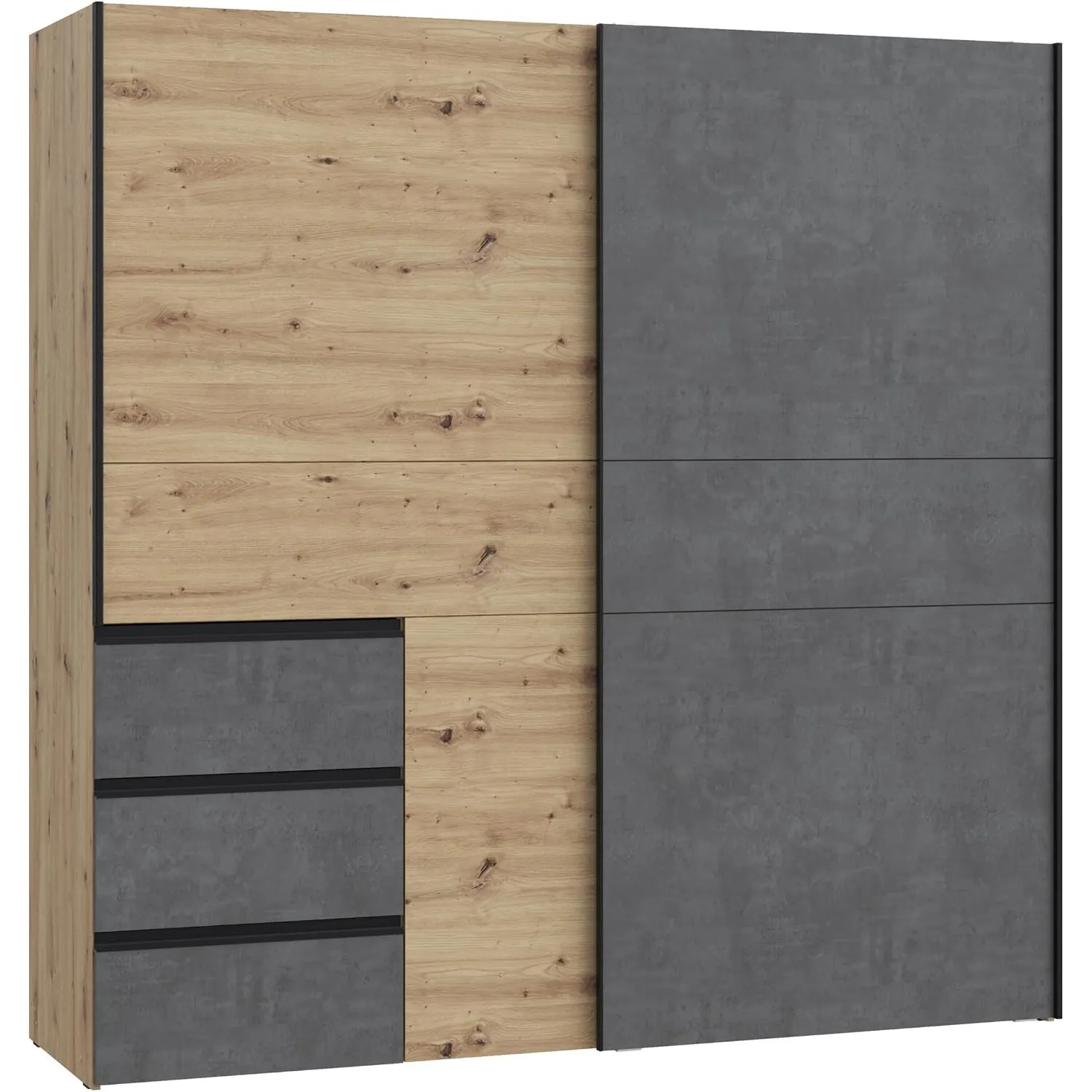 FORTE WINN 2 Schrank, Kleiderschrank, Schwebetürenschrank mit Schubladen, Schlafzimmerschrank, Holz Dekor: Artisan Eich…