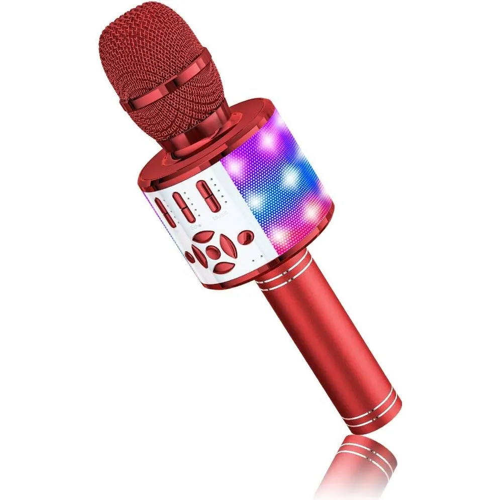 BONAOK Karaoke Mikrofon Bluetooth, 4 in 1 Drahtlos Karaoke Mikrofone, LED Kinder Erwachsene Karaoke Mikrofon Lautsprech…