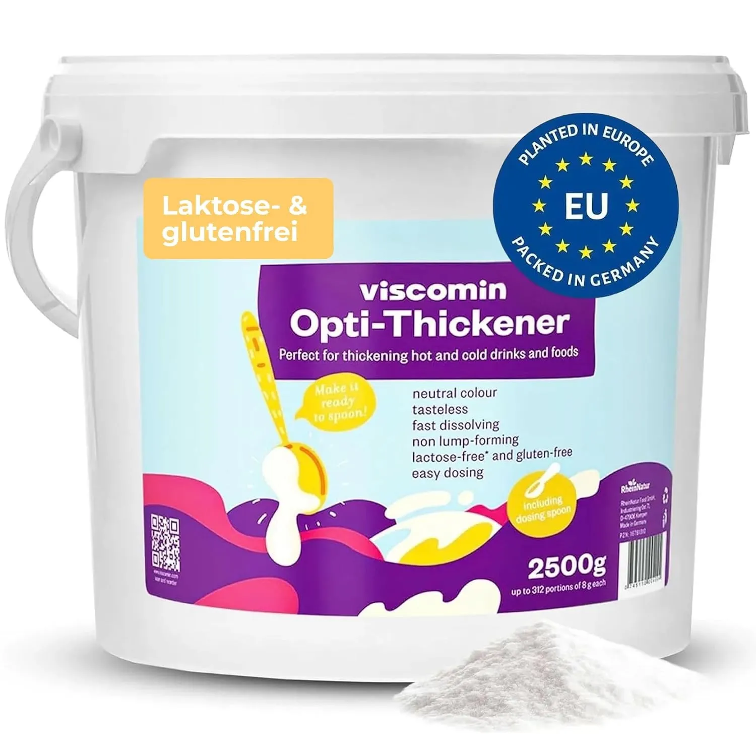 RheinNatur Viscomin Andickpulver 2,5 kg - Andickungspulver für Getränke & Speisen - Verdickungsmittel zur Andickung von…
