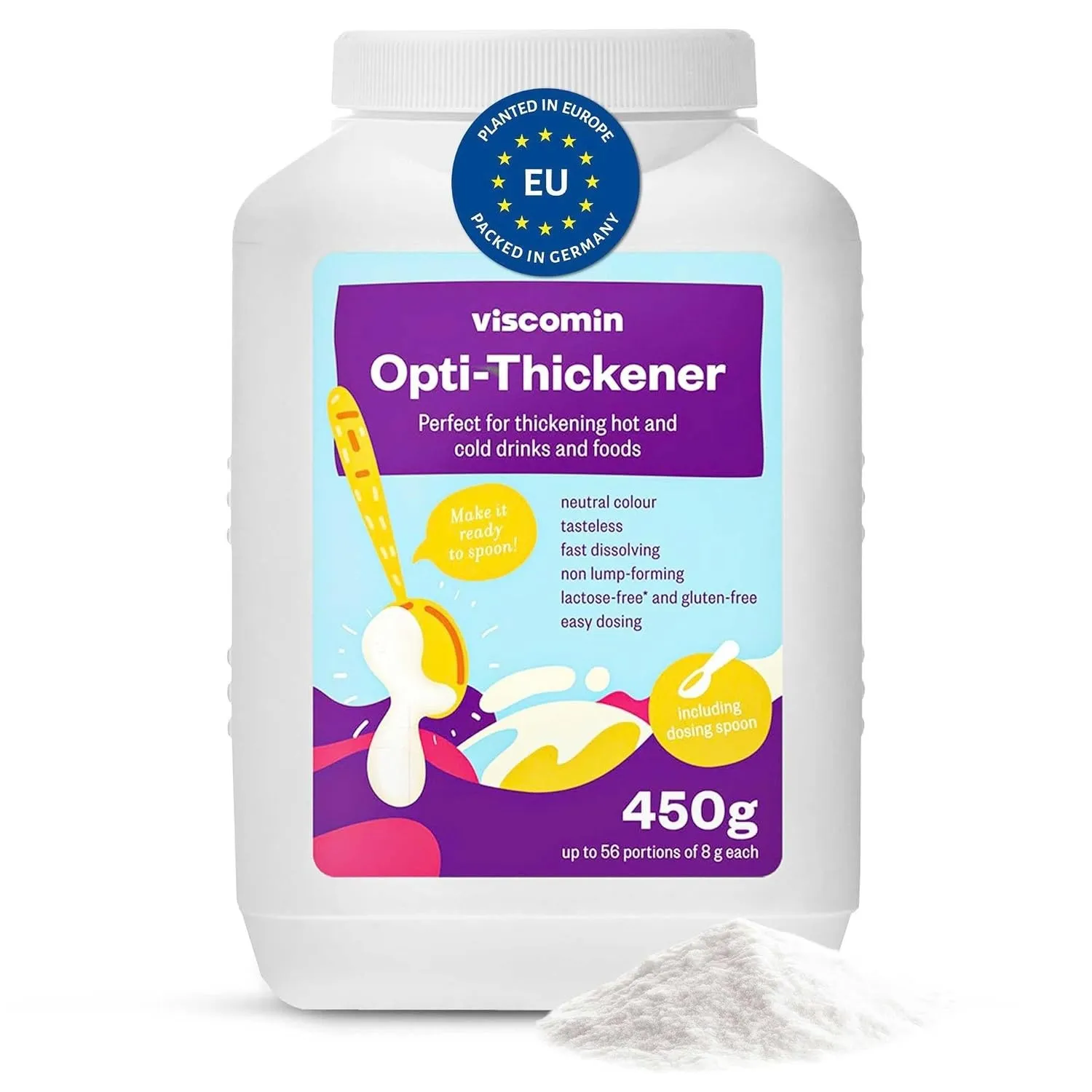 RheinNatur Viscomin Andickpulver 450 g - Andickungspulver für Getränke & Speisen - Verdickungsmittel zur Andickung von …