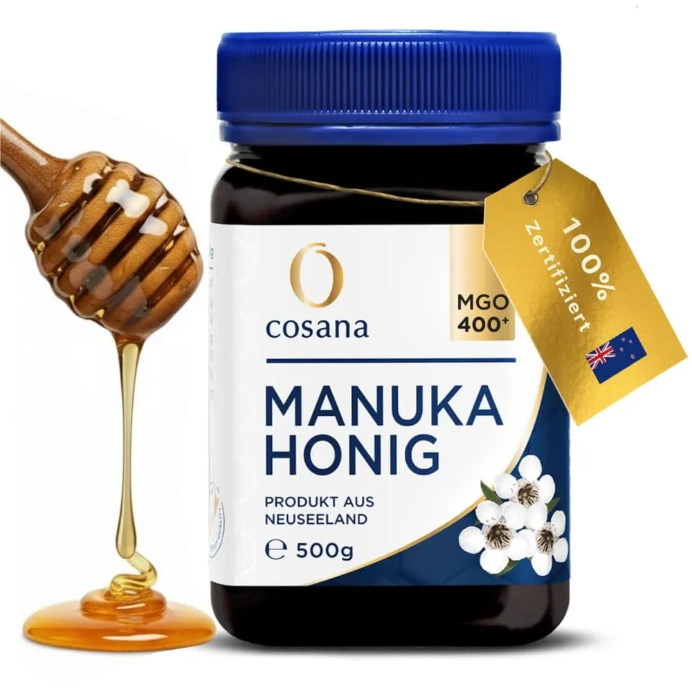 Cosana Manuka Honig 400 MGO + 500g – 100% Pur - Abgefüllt, versiegelt und zertifiziert in Neuseeland