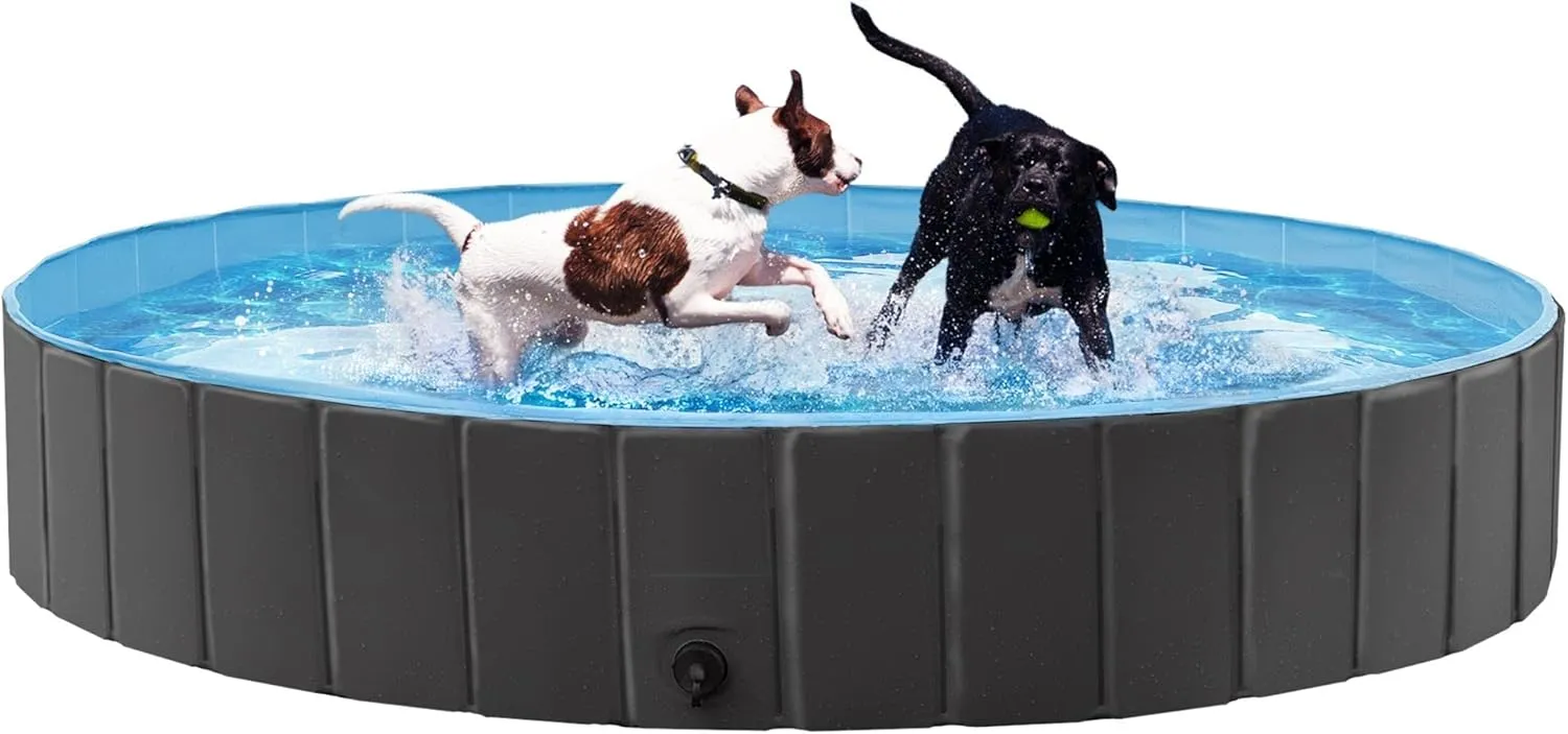Yaheetech Dog Pool for Dogs, Swimming Pool, 100/120/140/160 x 30 cm, Dog Paddling Pool, Foldable Pool Bath, Water Pool,…
