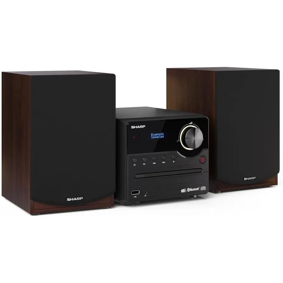 SHARP XL-B517D(BR) Mikro Hi-Fi Soundsystem Stereo mit DAB Radio, DAB+, FM, Bluetooth, CD-MP3, USB-Wiedergabe, Lautsprec…