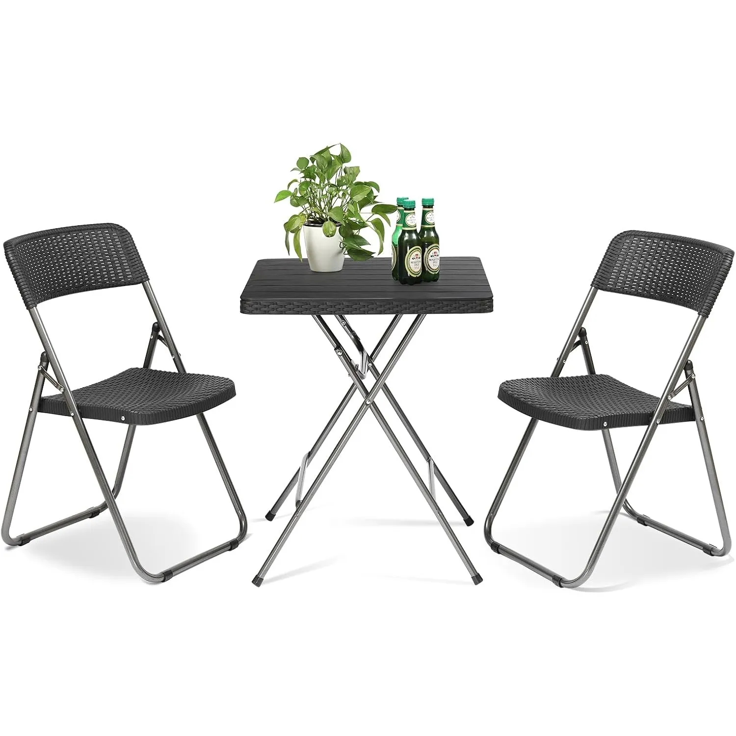 Sekey Balkonset 3 Teilig Klappbar, Balkonmöbel Set Kleiner Balkon 2 Personen, Balkon Möbel Set Rattan Wetterfest, Belas…