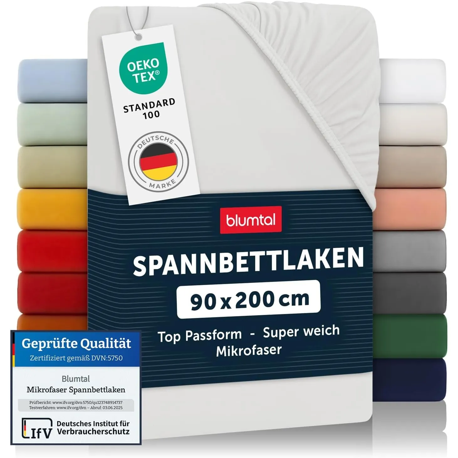 Blumtal® Spannbettlaken 90x200x30cm aus Microfaser - Oekotex zertifiziertes Bettlaken Spannbettlaken in Elfenbein