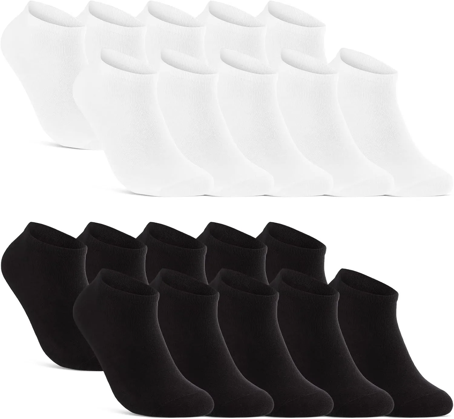 10/20/30 Pairs of Trainer Socks, for Men and Women, Black, White, Grey, Cotton