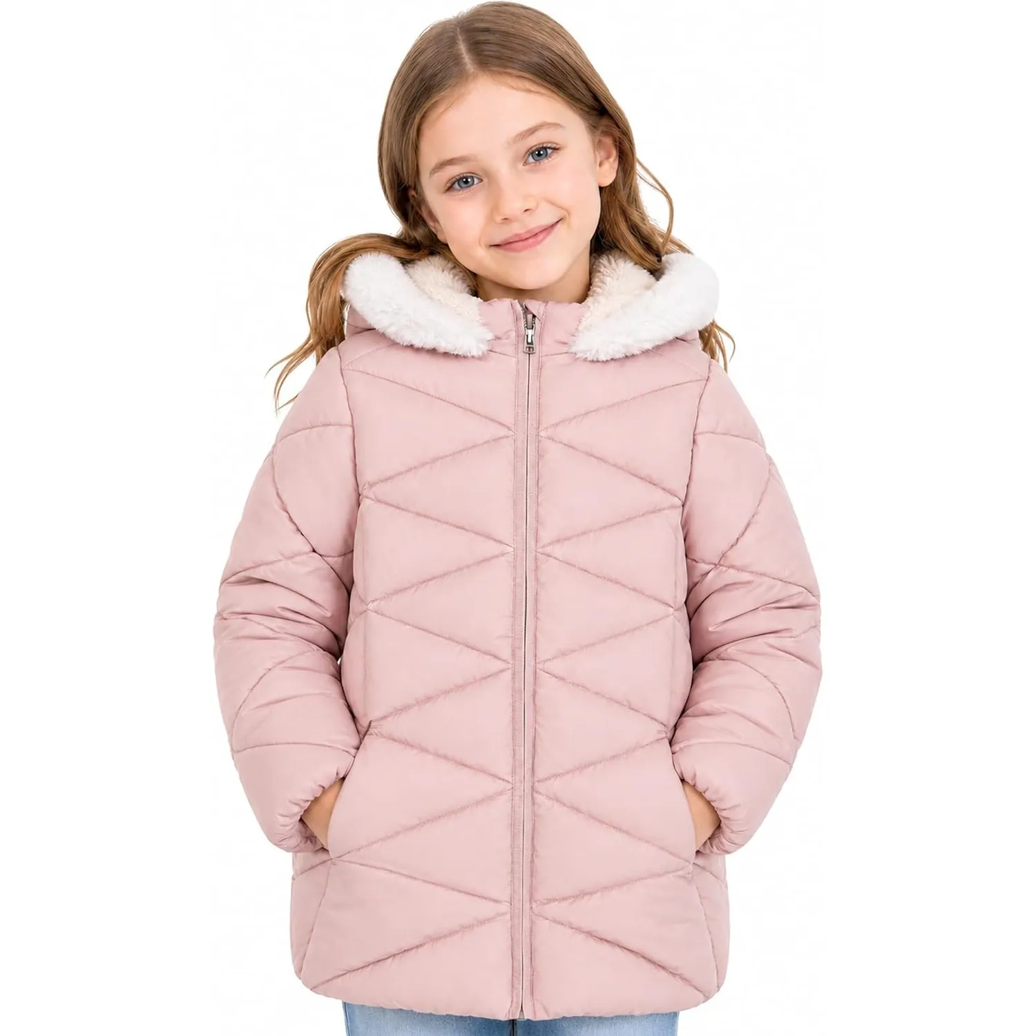SOLOCOTE Mädchen Wintermäntel mit Kapuze Sherpa gefüttert Leichte Jacke Dick Warm Puffy Wasserdicht Winddicht Baumwolle…