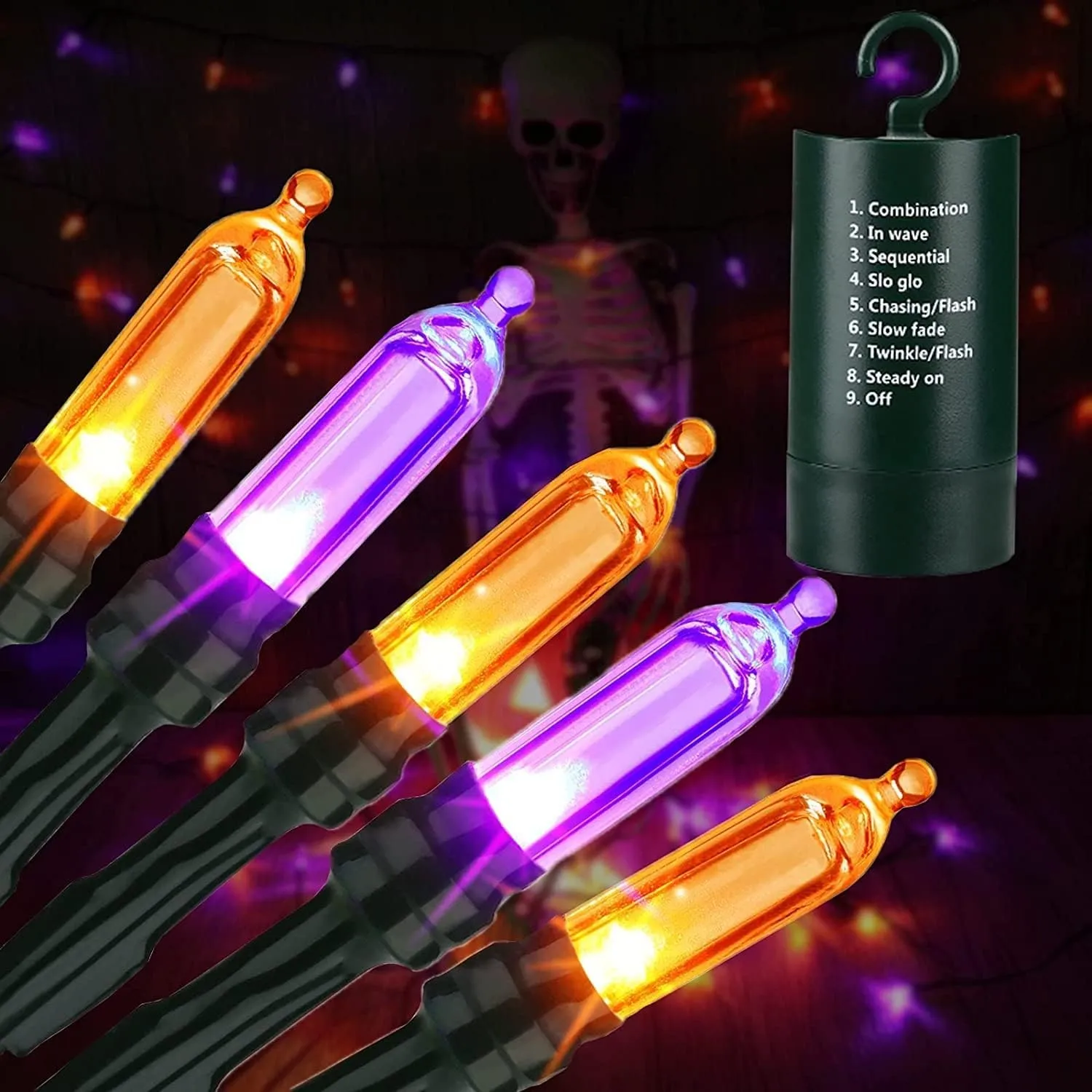 Joomer Orange Lila Halloween Lichterkette Batterie Outdoor 10M 100 LED