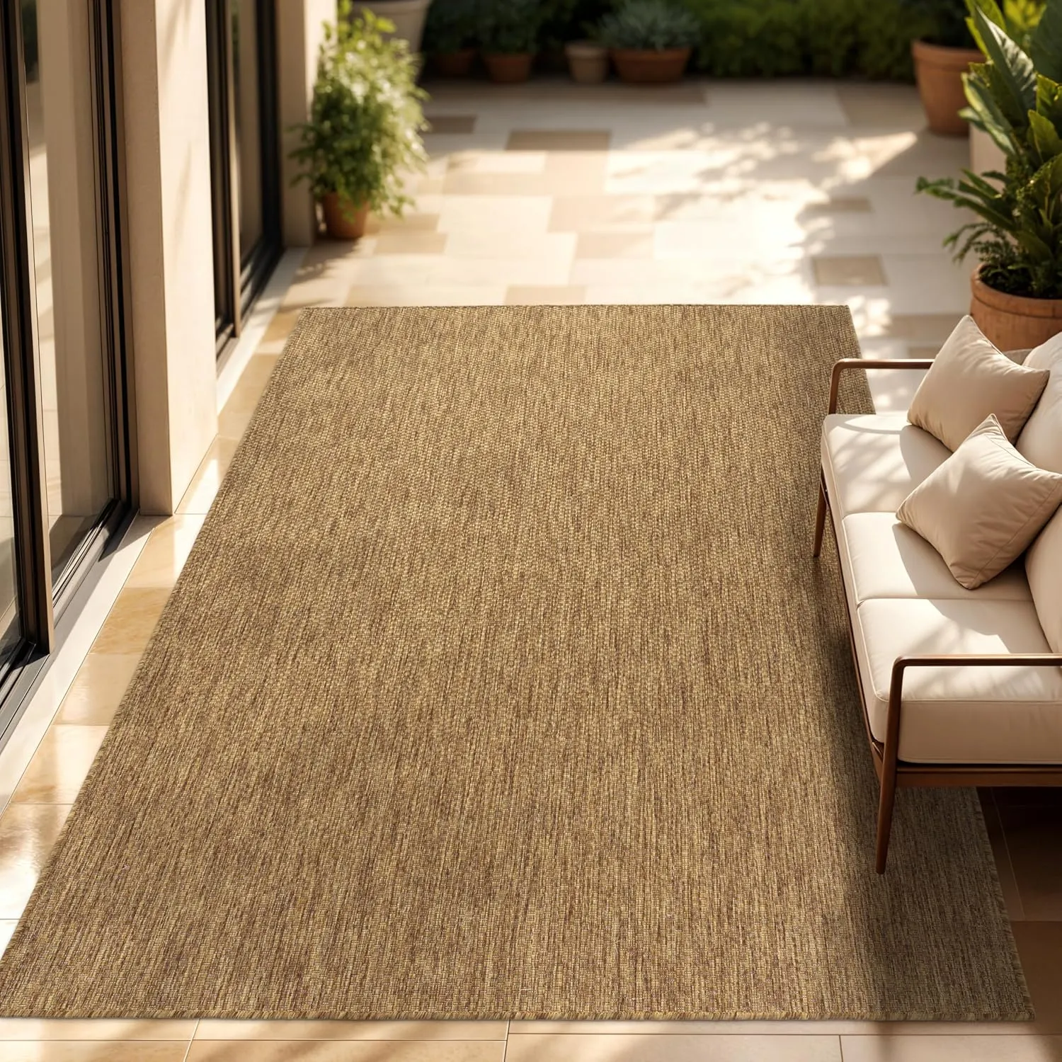 Paco Home Outdoor Rug, Weatherproof, Living Room, Balcony, Kitchen Rug, Flat Weave, Sisal Look, Mottled, Plain, Size: 1…